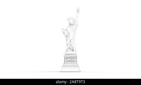 3D rendering della statua della libertà isolato in uno sfondo bianco Foto Stock