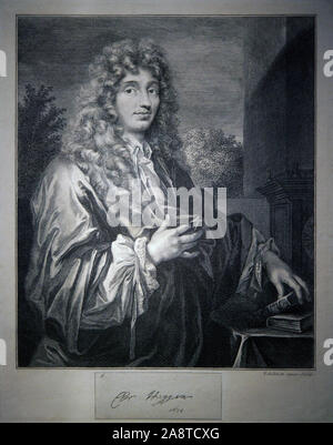 Christiaan Huygens (1629-1695) matematico astronomo fisico olandese. Disegno di Caspar Netscher (1639 – 1684) Un pittore olandese di genere. Foto Stock