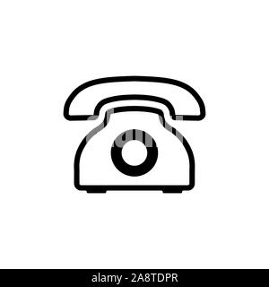 Icona del telefono retrospettiva della linea. Simbolo del telefono vettoriale. Illustrazione Vettoriale