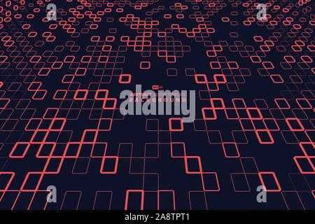 Abstract la piazza Rossa di tecnologia design sul modello scuro sullo sfondo al centro. Utilizzare per annuncio, design di copertura, stampa rapporto annuale. illustrazione vettore eps1 Illustrazione Vettoriale