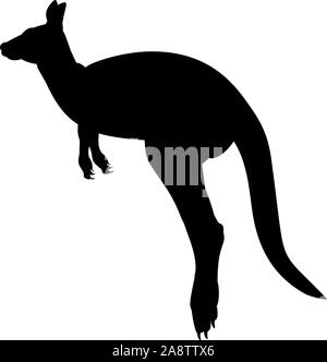Silhouette di canguro. Animali fauna australiana. Vector illustrator Illustrazione Vettoriale