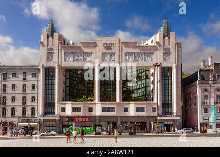 Lisbona, Portogallo. Eden Hotel in Piazza Restauradores. Ex cinema e teatro con architettura art deco dal Branco Foto Stock