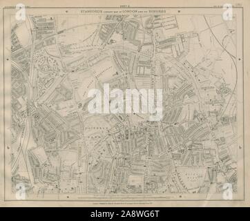 Libreria di Stanford mappa di Londra il foglio 3 Tottenham Clapton Stoke Newington 1895 Foto Stock