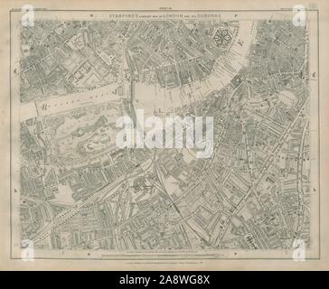 Libreria di Stanford mappa di Londra il foglio 14 Chelsea Battersea Pimlico Vauxhall 1895 Foto Stock