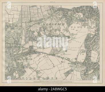 Libreria di Stanford mappa di Londra foglio 27 Woolwich Blackheath Shooter's Hill 1895 Foto Stock