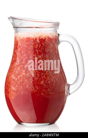 Brocca di succo di pomodoro isolato su bianco Foto Stock