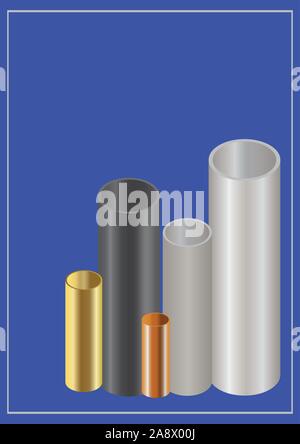 Modello di rame di acciaio e tubi di ottone coperchio per azienda settore Realizzazione brochure Illustrazione Vettoriale