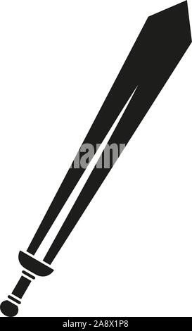 Bianco e nero silhouette di spada. Festa Medievale puntelli. Fiaba tema illustrazione vettoriale per icona, timbro, etichetta, certificate, gift card, invita Illustrazione Vettoriale