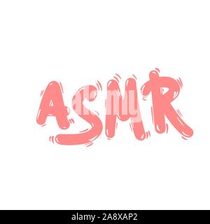 ASMR acronimo. Autonomo meridiano sensoriale del testo di risposta. Stilizzata disegnata a mano scritte. Vector illustartion. Illustrazione Vettoriale