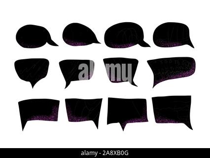 Serie di fumetti. raccolta di disegnato a mano le nuvole di dialogo elementi. Vector illustartion. Illustrazione Vettoriale