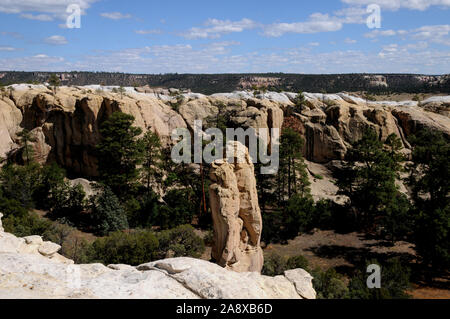 Il vertice di arenaria di El Morro monumento nazionale nel NW del New Mexico. El Morro è lo spagnolo per la capezzagna. Foto Stock