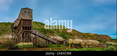 Abbandonare la miniera di carbone Drumheller, Alberta, Canada Foto Stock