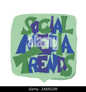 Social media tendenze preventivo. Disegnata a mano messaggio. Titolo stilizzato. Illustrazione Vettoriale. Illustrazione Vettoriale