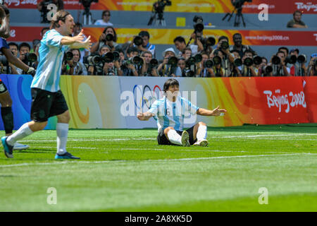 Pechino, 23 agosto 2008, uomini Olympic finale di Calcio, Argentina vs Nigeria, ha suonato presso il National Stadium, Argentina vincere 1-0, Foto Stock