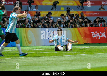 Pechino, 23 agosto 2008, uomini Olympic finale di Calcio, Argentina vs Nigeria, ha suonato presso il National Stadium, Argentina vincere 1-0, Foto Stock