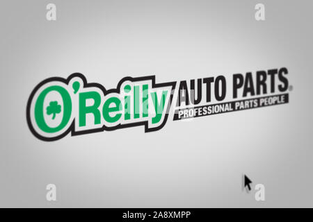 Logo della società pubblica O'Reilly Automotive visualizzata sullo schermo di un computer in close-up. Credito: PIXDUCE Foto Stock