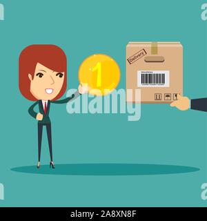 Shopping online E-commerce concetto. Illustrazione Vettoriale