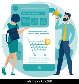 Mobile Marketing e Acquisti online Illustrazione Vettoriale