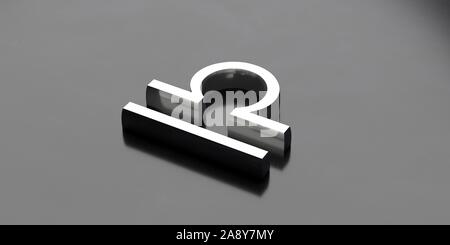 Bilancia segno zodiacale concetto. Oroscopo astrologico simbolo su sfondo nero. 3d illustrazione Foto Stock