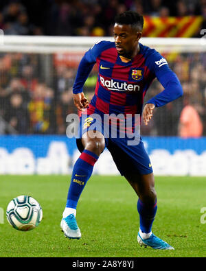 Barcellona, 09-11-2019. LaLiga 2019/ 2020, la data 13. Barcellona - Celta. Nelson Semedo del FC Barcelona Foto Stock