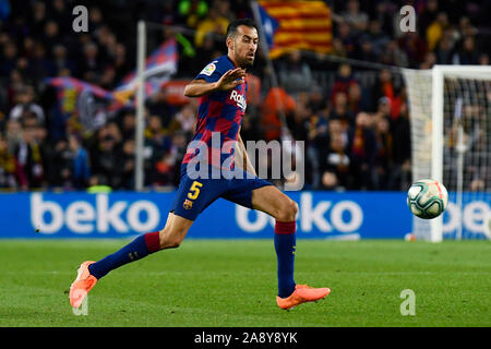 Barcellona, 09-11-2019. LaLiga 2019/ 2020, la data 13. Barcellona - Celta. Sergio Busquets del FC Barcelona Foto Stock