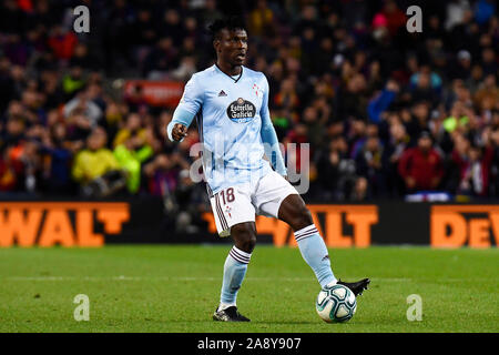 Barcellona, 09-11-2019. LaLiga 2019/ 2020, la data 13. Barcellona - Celta. Giuseppe Aidoo di RC CELTA Foto Stock