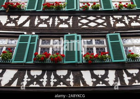 Bellissima vista della tradizionale architettura bavarese nella città di Bamberg in Germania. Foto Stock