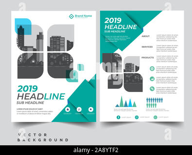 Realizzazione brochure, coperchio layout moderno, relazione annuale, poster, volantini in formato A4 con triangoli colorati per affari e finanza Foto Stock