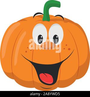 Verdure Raccolta di caratteri: illustrazione vettoriale di un divertente e sorridente zucca in stile cartoon. Illustrazione Vettoriale