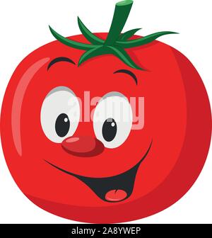 Verdure Raccolta di caratteri: illustrazione vettoriale di un divertente e sorridente il pomodoro in stile cartoon. Illustrazione Vettoriale