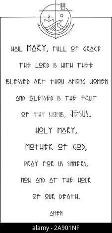 Illustrazione digitale o il disegno dell'Ave Maria la preghiera in spagnolo Illustrazione Vettoriale