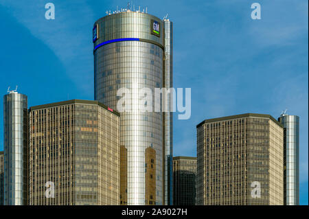 General Motors Renaissance Center di Detroit, MI Foto Stock