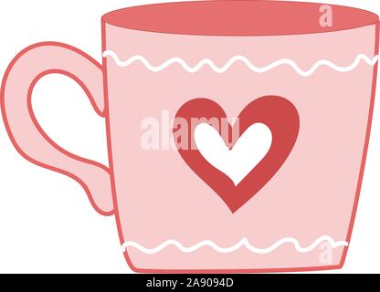 Il giorno di San Valentino. Cartoon carino cup con il cuore. Colore rosa Illustrazione Vettoriale