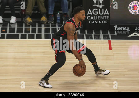 Los Angeles, Stati Uniti d'America. Xi Nov, 2019. Toronto Raptors guard Norman Powell (24) durante il Toronto Raptors vs Los Angeles Clippers a Staples Center il 11 novembre 2019. (Foto di Jevone Moore) Credito: Cal Sport Media/Alamy Live News Foto Stock