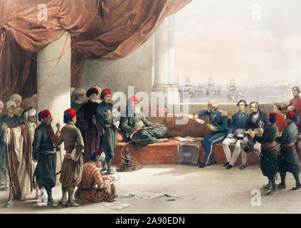 Intervista con il viceré d'Egitto presso il suo palazzo di Alessandria illustrazione di David Roberts (17961864)..jpg - 2A90EDN Foto Stock