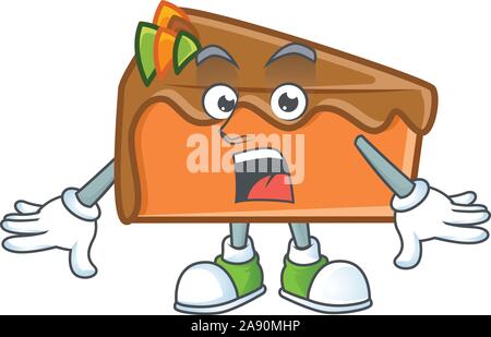 Affettare la torta nel personaggio dei cartoni animati sorpreso. Illustrazione Vettoriale