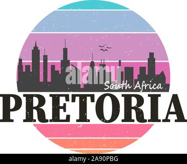 Sud Africa Pretoria. timbro logo t-shirt emblema Illustrazione Vettoriale