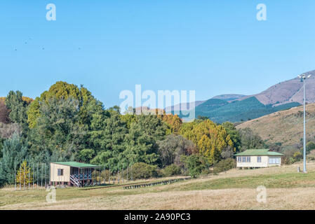 Pellegrini resto, SUD AFRICA - 21 Maggio 2019: Sito della South African National gold panning campionati, pellegrini nel resto a Mpumalanga Foto Stock