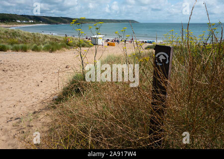 Port Eynon Beach, Penisola di Gower, Città e Contea di Swansea, Galles del Sud, Regno Unito Foto Stock