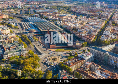 Madrid-Puerta de Atocha, De la stazione ferroviaria di Atocha, Madrid, Spagna Foto Stock