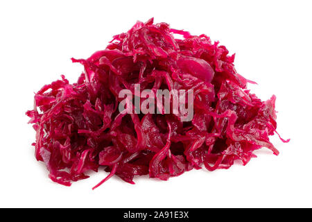 Pila di crauti rossi isolato su bianco. Foto Stock
