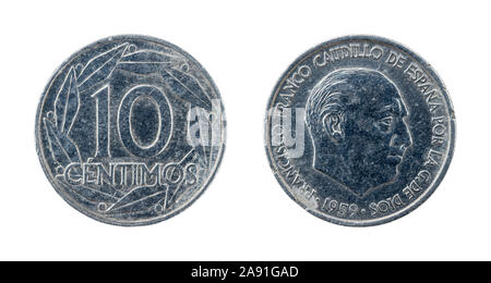 10 Centimo moneta dalla Spagna Foto Stock