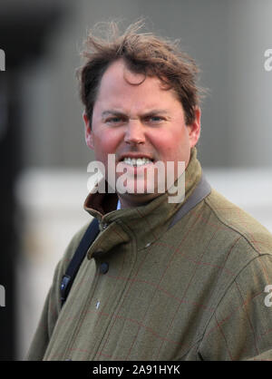 Trainer Charlie Fellowes a Huntingdon Racecourse. Foto Stock