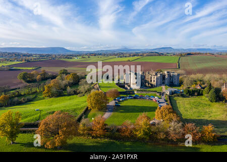 Raglan Castle, Galles del Sud Foto Stock