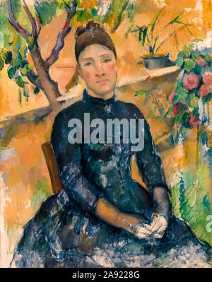 Paul Cezanne, Madame Cézanne, (Hortense Fiquet, 1850-1922), in Conservatorio , ritratto dipinto, 1891 Foto Stock