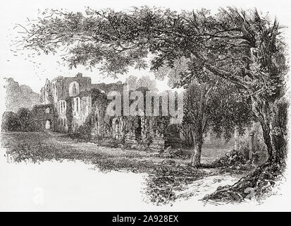 Furness Abbey, o Santa Maria di Furness, Barrow-in-Furness, Cumbria, Inghilterra, visto qui nel XIX secolo. In inglese da immagini, pubblicato 1890. Foto Stock