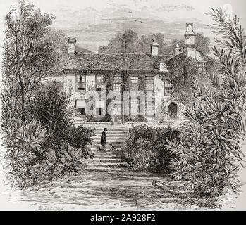 Rydal Mount, Rydal, vicino a Ambleside, Lake District, Inghilterra, visto qui nel XIX secolo. Essa è stata la casa del poeta William Wordsworth dal 1813 al 1850. In inglese da immagini, pubblicato 1890. Foto Stock