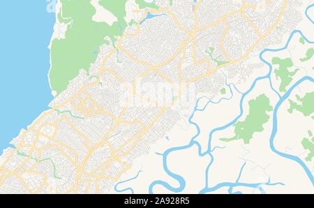 Versione stampabile cartina stradale di Conakry, in Guinea. Mappa modello per uso aziendale. Illustrazione Vettoriale