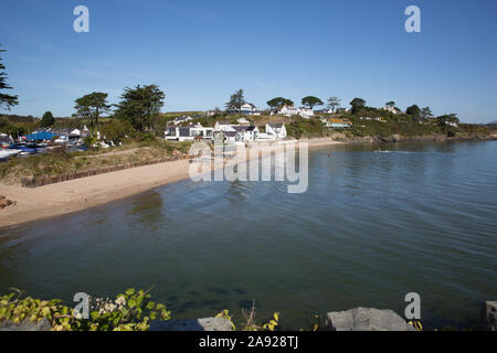 Abersoch harbour beach Gwynedd Wales costa sud Penisola Llyn popolare località balneare nota per gli sport acquatici Foto Stock