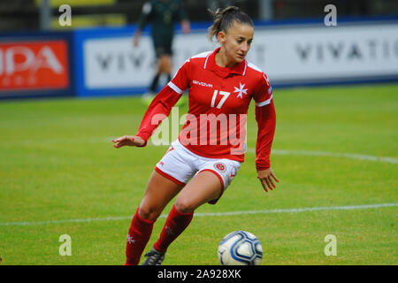 Novembre 12, 2019, Castel di Sangro, Italia: brenda borg ,malta,durante la comunità 2021 Qualifiche - Italia Donne vs Donne di Malta, la squadra di calcio italiano a Castel di Sangro, Italia, 12 novembre 2019 - LPS/Renato Olimpio (credito Immagine: © Renato Olimpio/LPS tramite ZUMA filo) Foto Stock